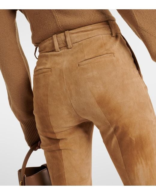 Joseph Natural Coleman Cropped Suede Straight Pants