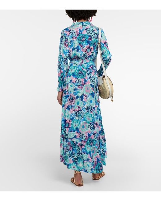 Abito Lungo Kimi Con Stampa di Poupette in Blue