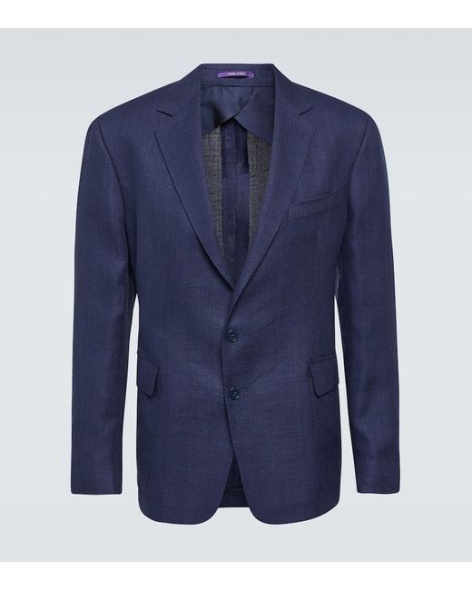 Ralph Lauren Purple Label Blue Linen, Silk, And Cotton Blazer for men