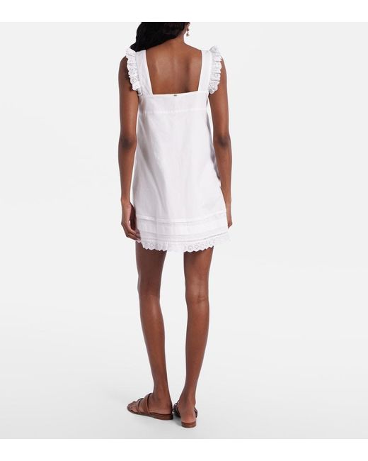 Poupette White Livy Ruffled Cotton Minidress