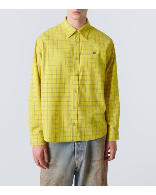 Chemise en coton a carreaux Acne pour homme en coloris Yellow