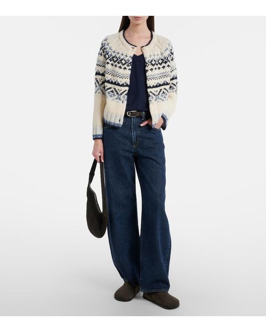 Velvet White Tovah Fair Isle Wool-Blend Cardigan