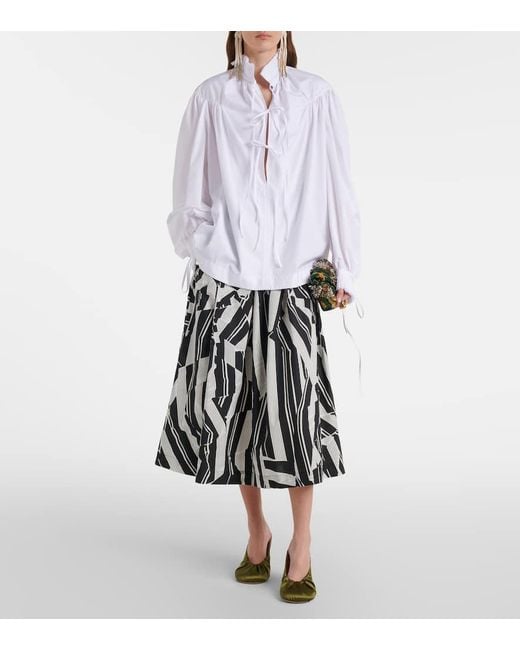Dries Van Noten White Ruffled Cotton Blouse