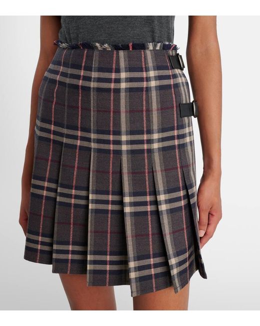 Burberry Multicolor Checked Wool Miniskirt