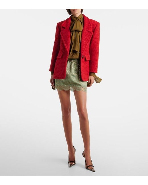 Saint Laurent Red Wool And Silk-Blend Tweed Jacket
