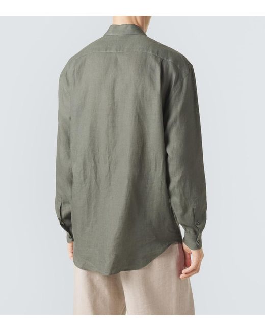 Giorgio Armani Green Archivio Linen Shirt for men