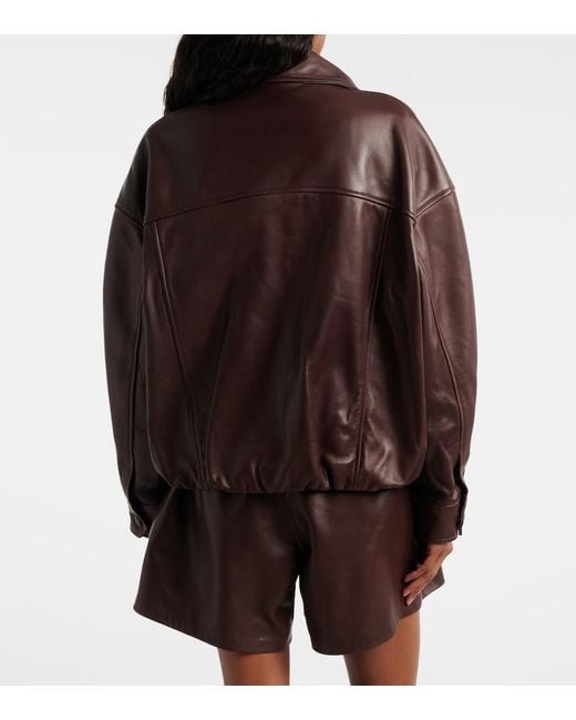 Nour Hammour Brown Roland Leather Bomber Jacket