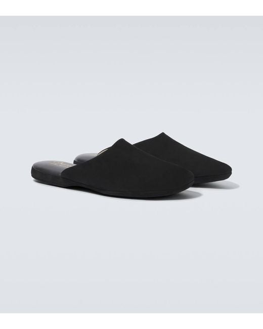 Charvet Black Suede Slippers for men