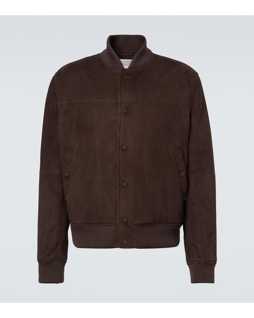 Gabriela Hearst Brown Suede Bomber Jacket for men