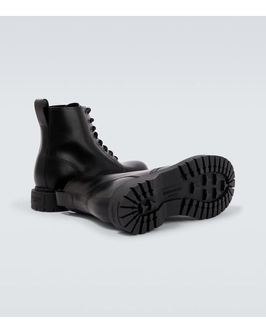 Givenchy Black Leather Lace-Up Boots for men