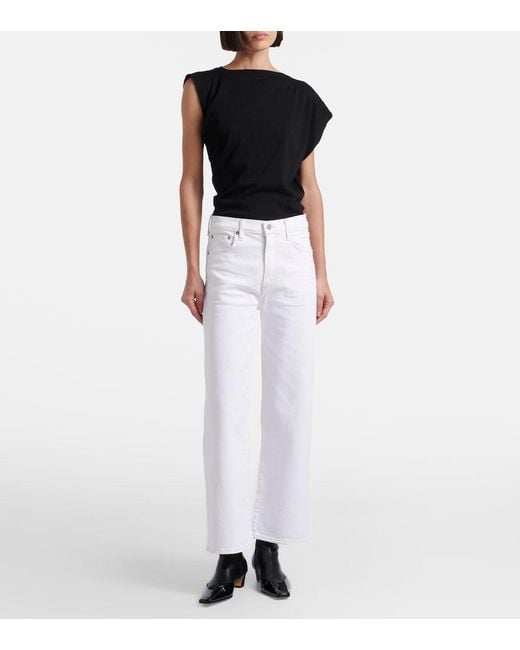 Agolde White Harper Crop Wide-Leg Jeans