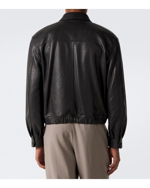 Saint Laurent Black Leather Blouson Jacket for men
