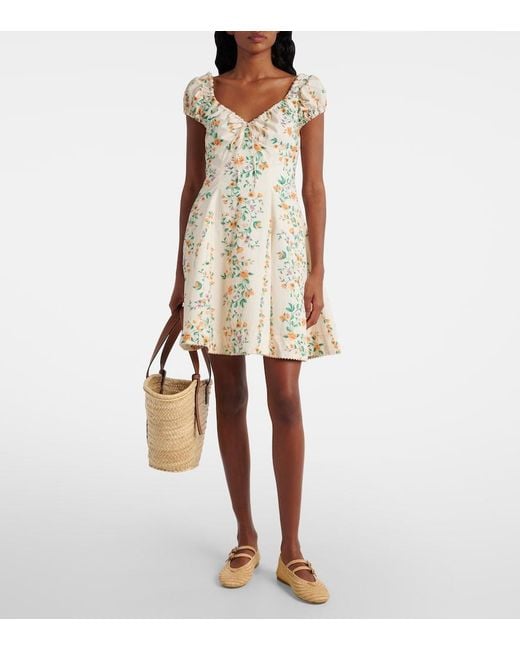 Agua Bendita Metallic Mati Floral Cotton Poplin Minidress