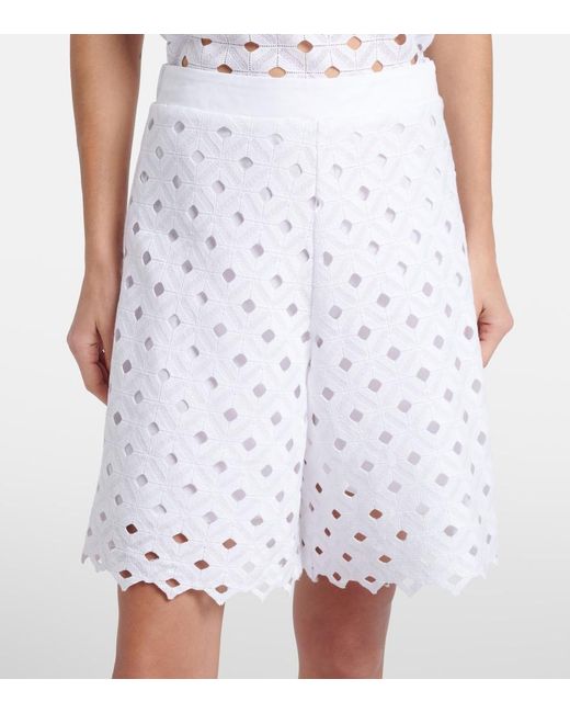 Max Mara White Uguale Broderie Anglaise Bermuda Shorts