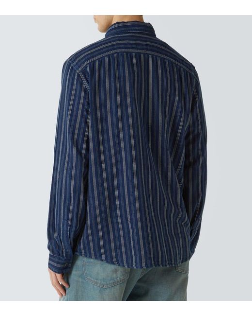 Camisa De Algodon A Rayas RRL de hombre de color Blue