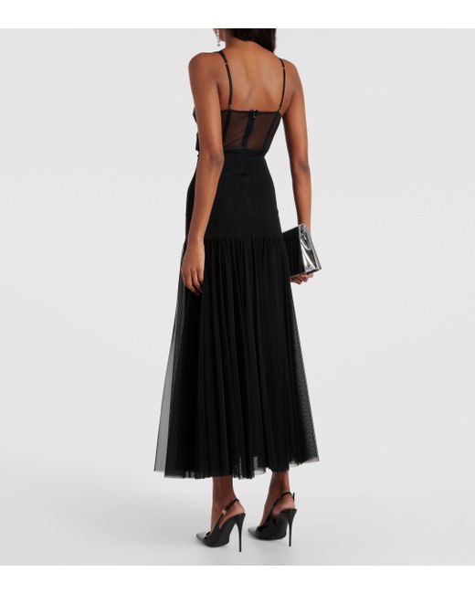 Dolce & Gabbana Black Panelled Bustier Midi Dress
