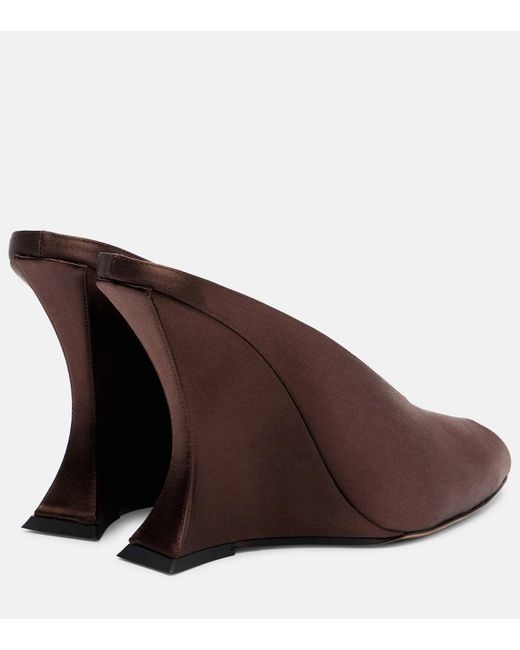 Paris Texas Brown Nina 105 Satin Wedge Mules