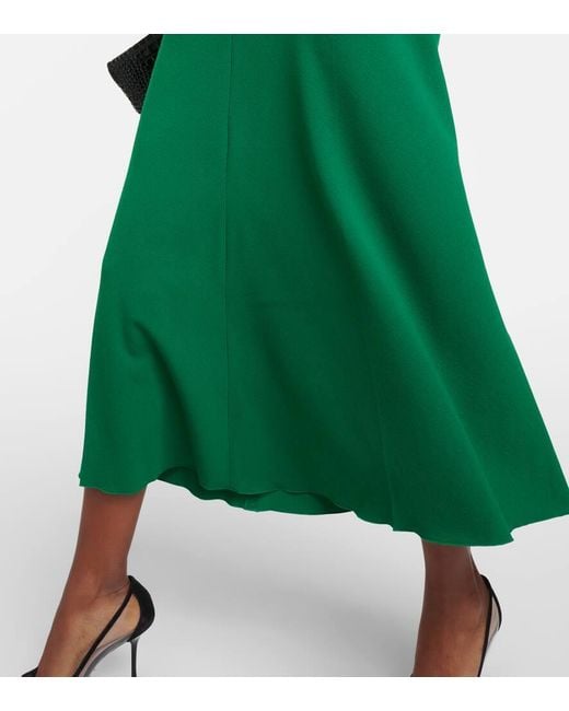 Vestido midi de mezcla de lana fruncido Victoria Beckham de color Green