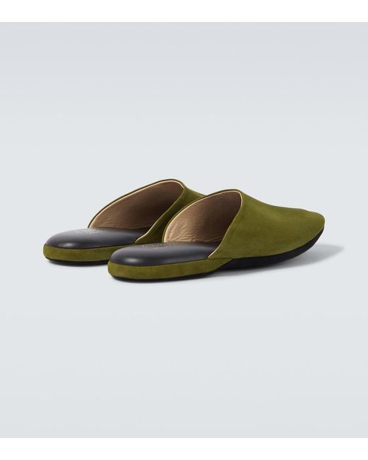 Charvet Green Suede Slippers for men