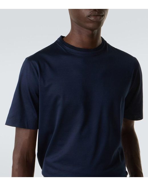 Canali Blue Cotton Lisle T-Shirt for men