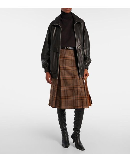 Nour Hammour Black Beck Leather Bomber Jacket