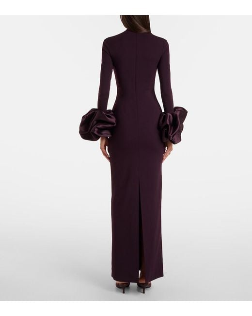 Solace London Purple Viviana Satin-Trimmed Gown