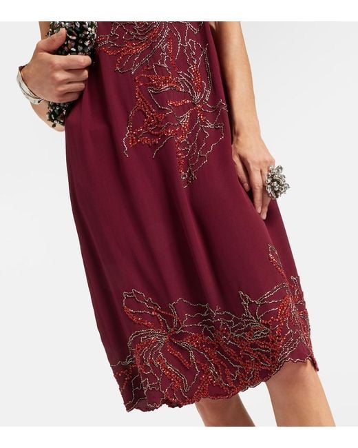 dries van noten beaded dress Bead-embellished silk dress - antique rose