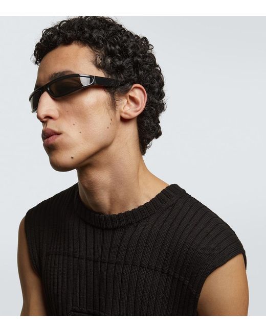 Rick Owens Blue Fog Rectangular Sunglasses for men