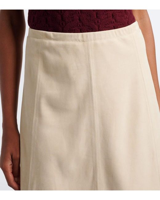 Vince Natural Suede Midi Skirt