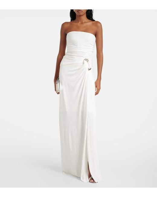 Jonathan Simkhai White Emma Gathered Maxi Dress