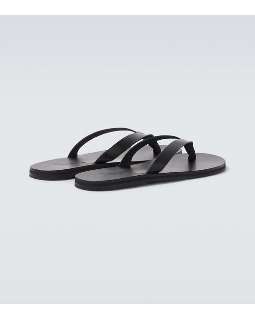 Ancient Greek Sandals Black Solon Leather Thong Sandals for men