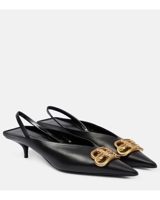 Balenciaga Black Square Knife Bb Slingback Mules