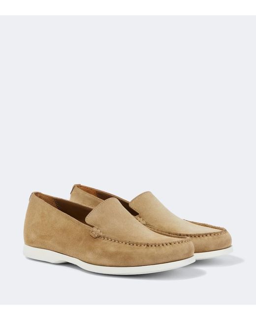 Manolo Blahnik White Monaco Suede Loafers for men