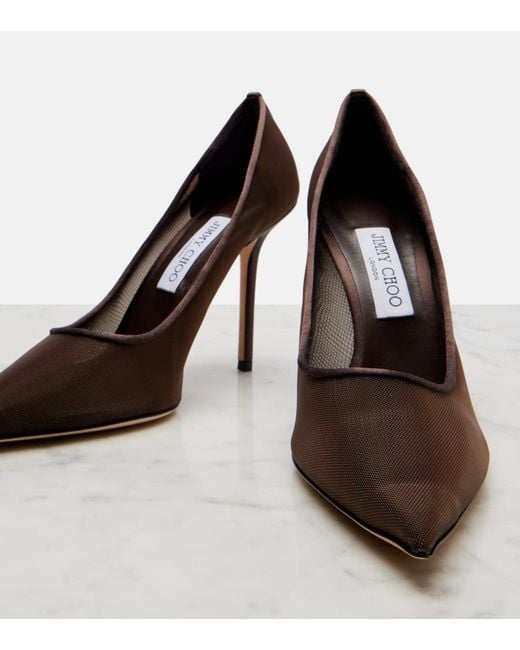 Jimmy Choo Brown Love 100 Mesh Pumps