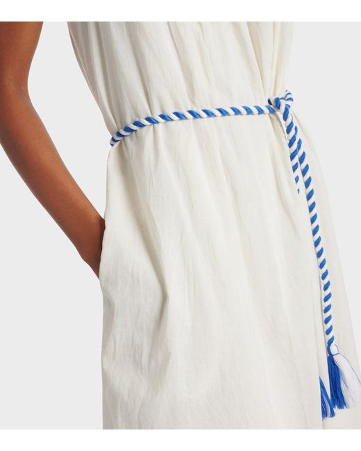 Velvet White Juliette Embroidered Cotton Midi Dress
