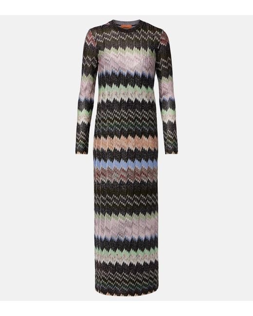 Missoni Black Zigzag-Intarsia Fine-Knit Midi Dress