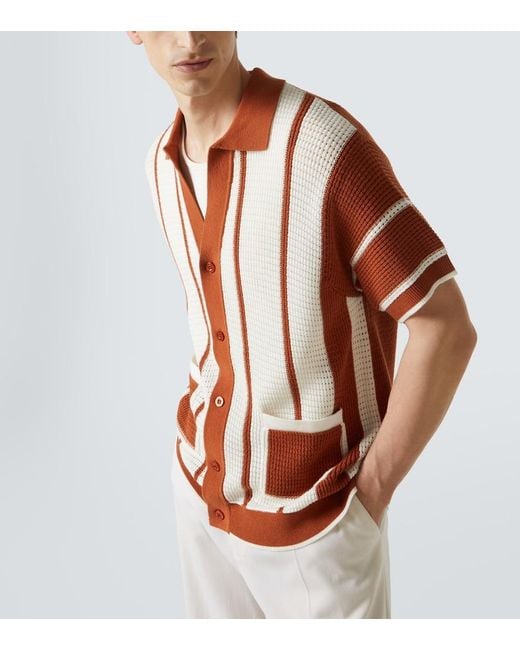 Frescobol Carioca Red Fabricio Crochet Cotton Shirt for men