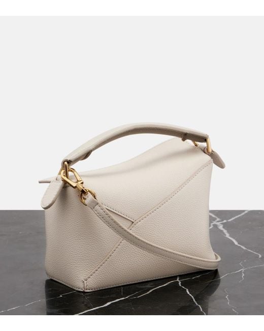Loewe White Puzzle Edge Mini Leather Top-Handle Bag