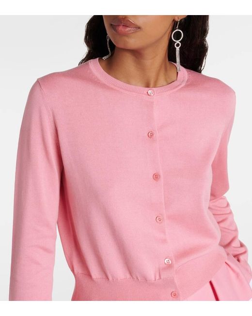 Cardigan cropped in seta e cotone di Carolina Herrera in Pink
