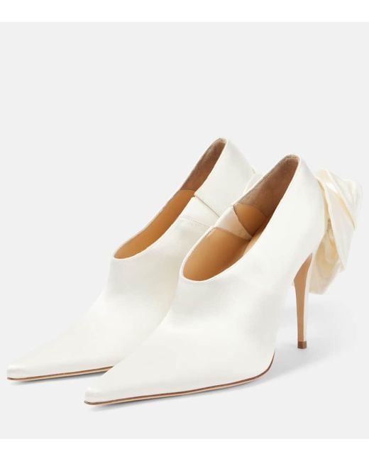 Magda Butrym White Floral-Applique Satin Pumps