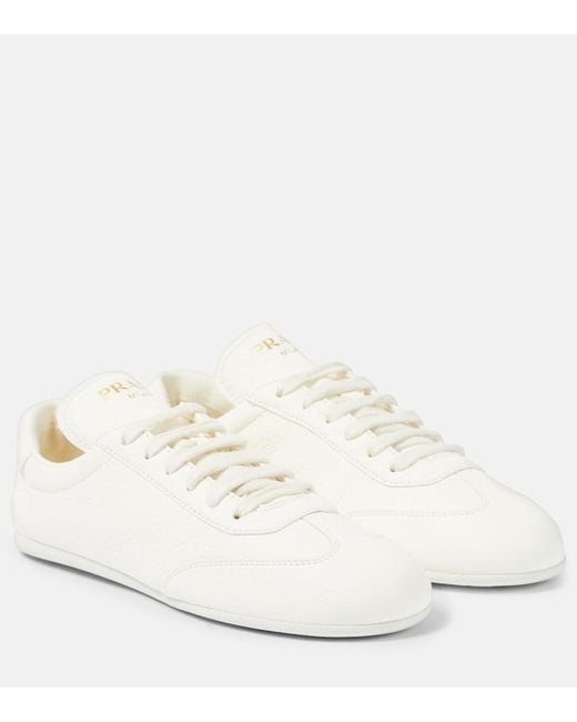 Prada White Leather Sneakers