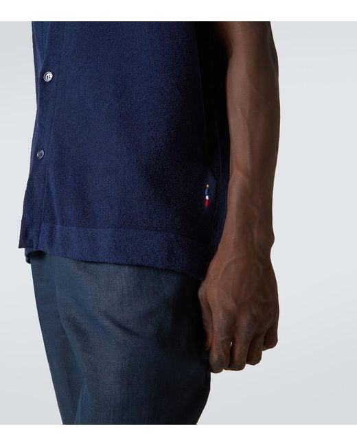Orlebar Brown Blue Tiernan Cotton-Blend Boucle Shirt for men