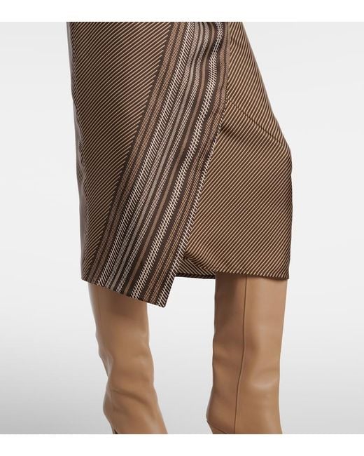 Max Mara Brown Edro Striped Silk Wrap Skirt