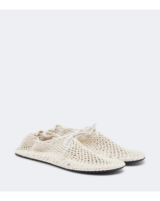 Christen White Mandala Crochet Leather-Trimmed Flats