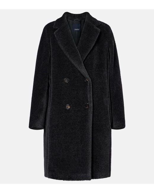 Max Mara Black Mantel Roseto Aus Alpakawolle Und Wolle