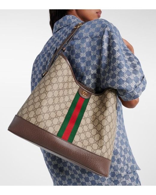 Gucci Brown Ophidia GG Medium Canvas Shoulder Bag