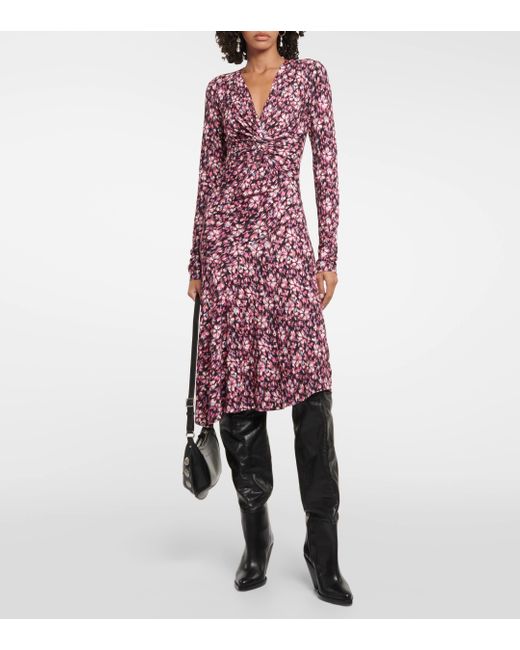 Isabel Marant Purple Lania Printed Jersey Midi Dress