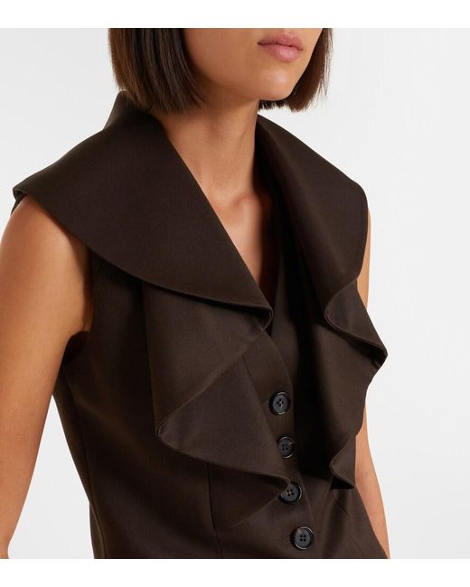 McQueen Black Ruffled Wool Vest