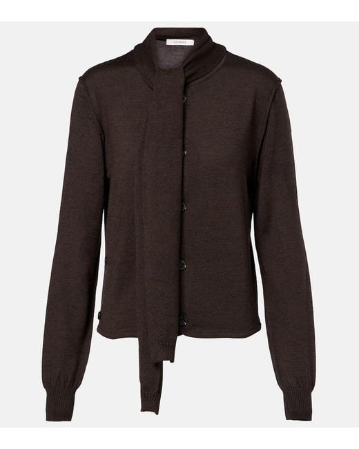 Lemaire Black Twisted Tie-Detail Wool-Blend Cardigan