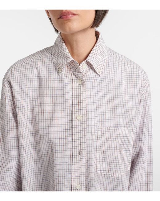 The Row White Dalan Checked Cotton Shirt
